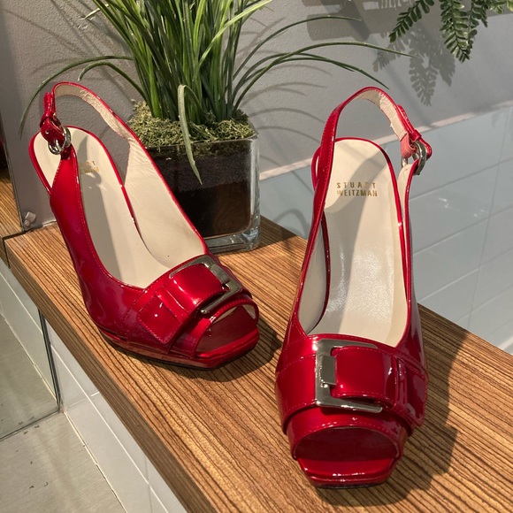 Stuart Weitzman Shoes - EUC STUART WEITZMAN Red peep toe heels